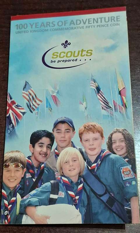 2007 British Royal Mint Scout Centenary BU 50p Fifty Pence Coin in Case