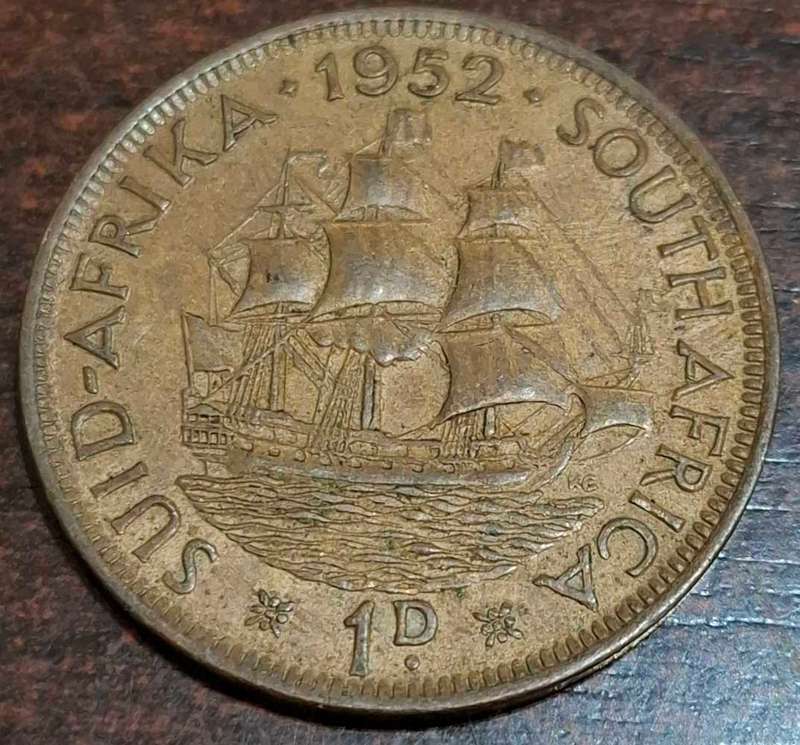 1952 South African one penny coin