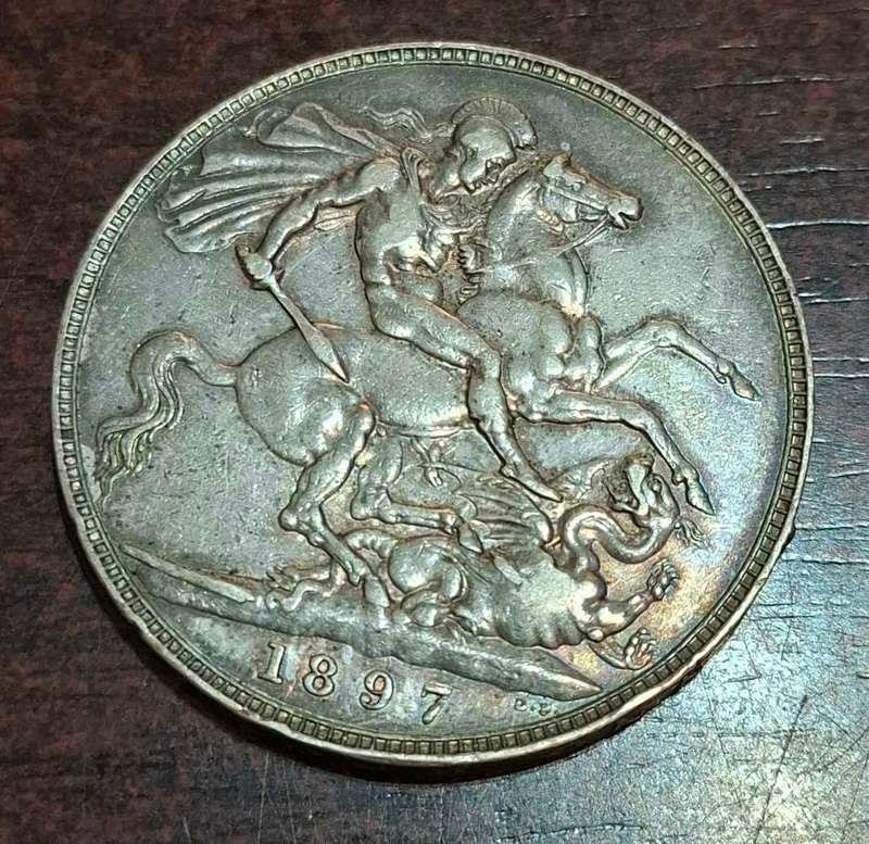 1897 Victoria Old Head British Silver Crown coin