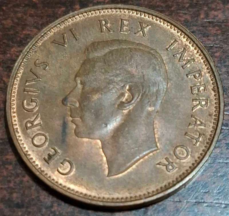 1945 South African half-penny coin