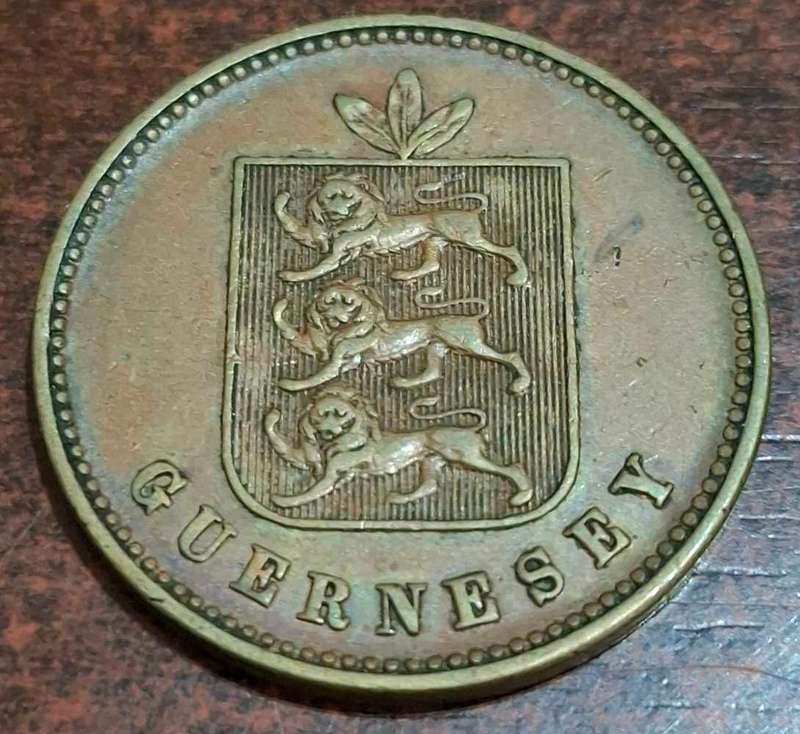 1858 4 Doubles coin from Guernsey