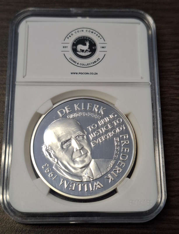 Nelson Mandela and De Klerk Nobel Peace Laureates series silver medallion