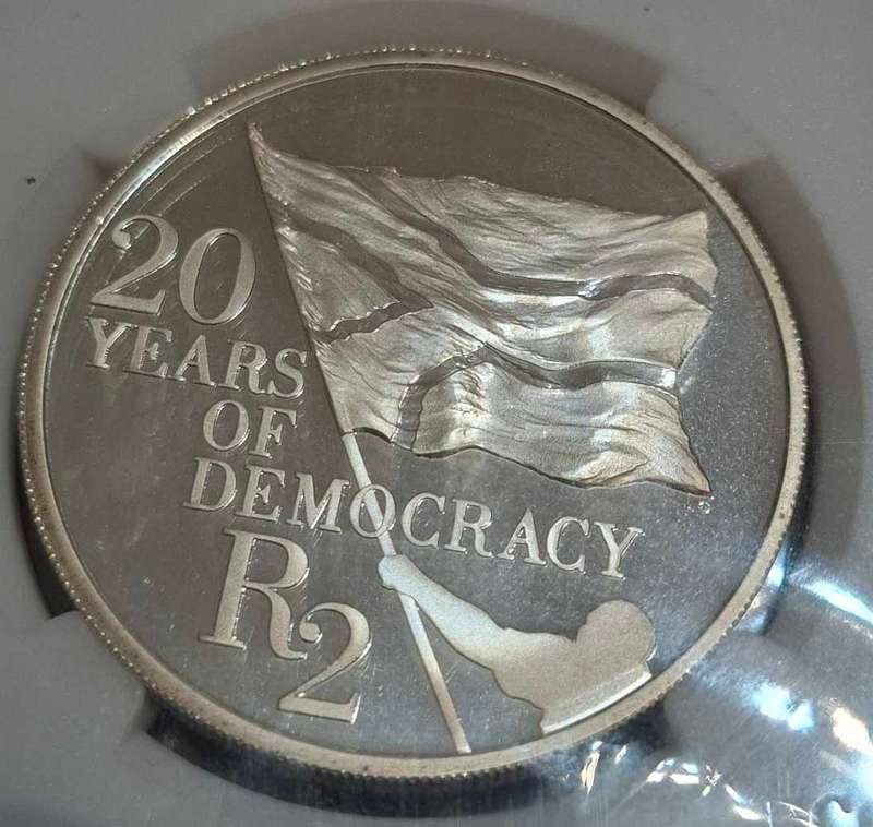 2014 South African 2 Rand coin commemorating 20 years of democracy