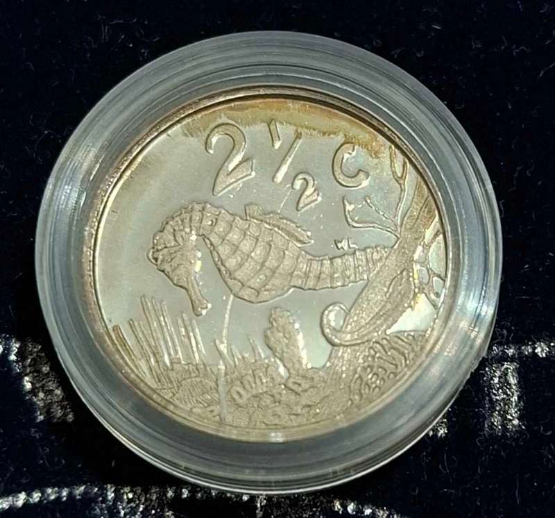 1997 South African 2 1/2 cent coin,featuring a Knysna seahorse