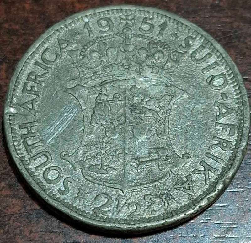 1951 South African 2 1/2 Shilling coin