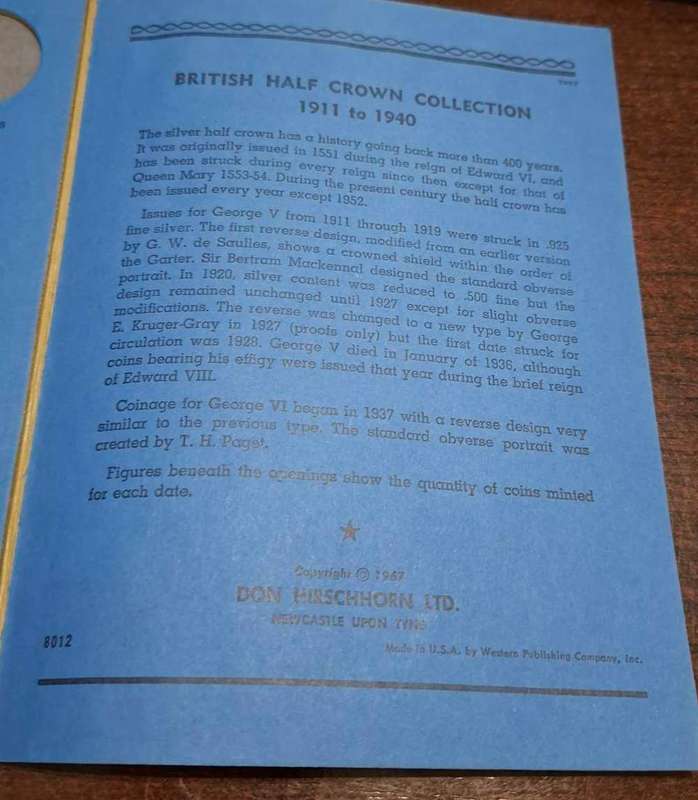 Incomplete Great britain half crown set