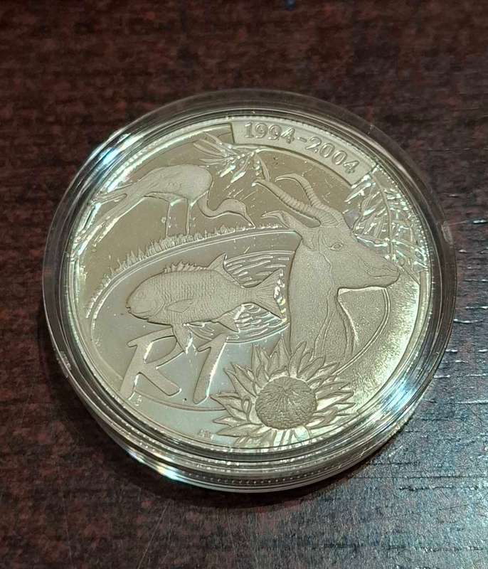2004 Silver 1R Protea Series Ten Year Anniversary Of A Democratic South Africa