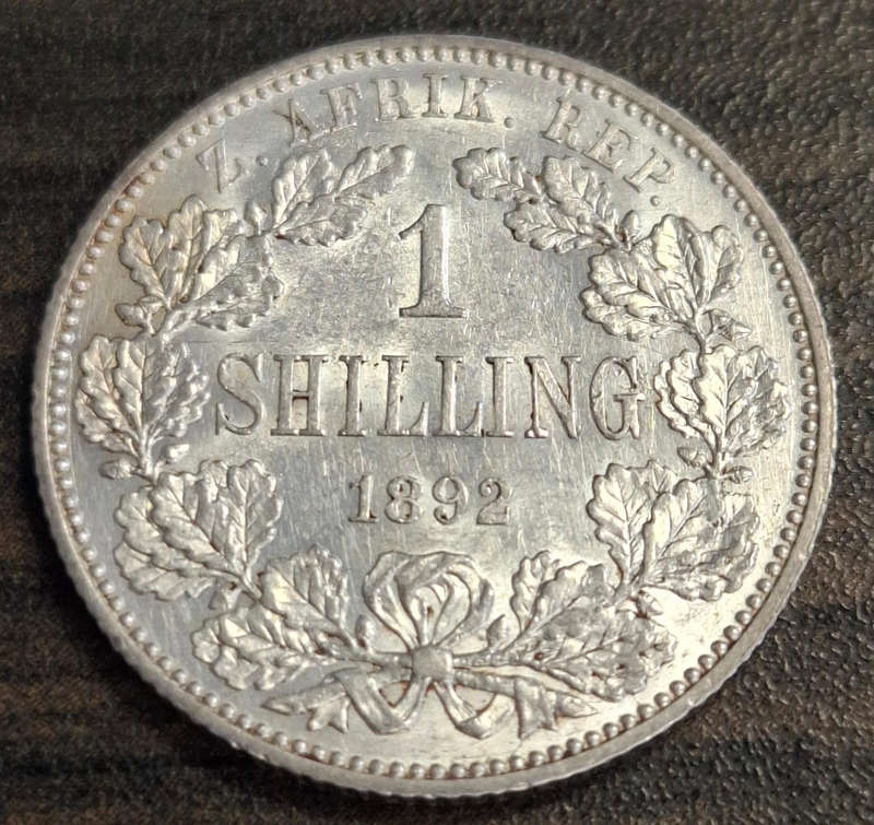 1892 South African Republic (ZAR) 1 Shilling coin