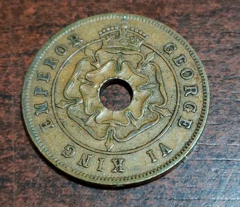 1942 One Penny coin from Southern Rhodesia
