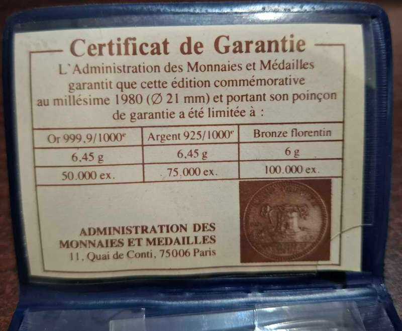 1980 France, General de Gaulle Uncirculated 925 Silver Coin Medal By Santucci