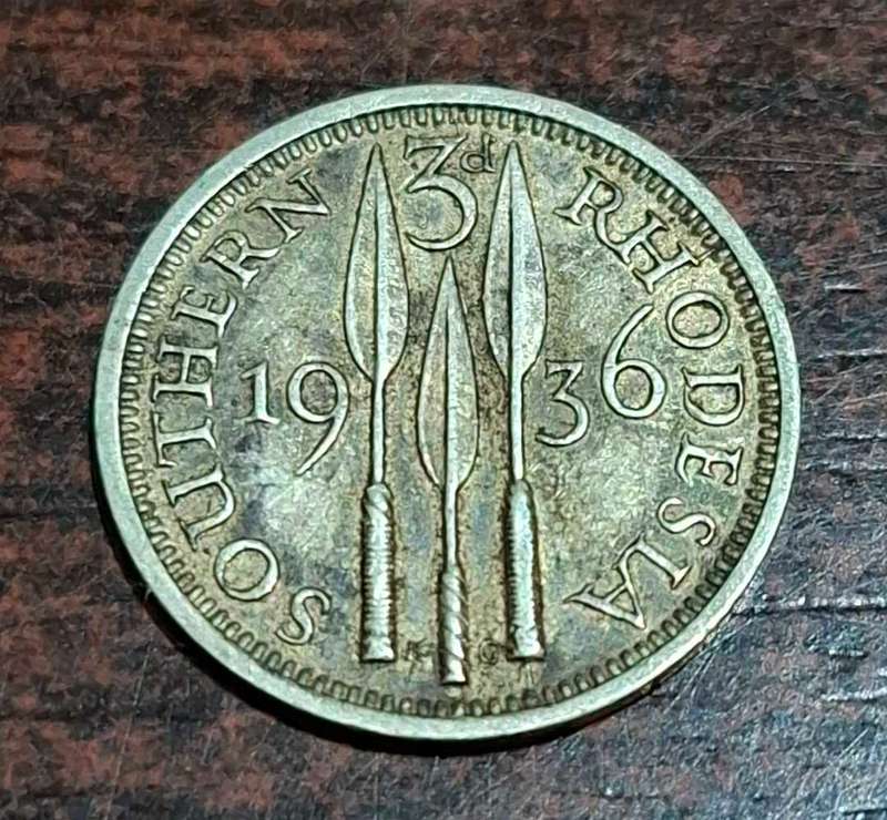 1936 Southern Rhodesia 3 Pence coin