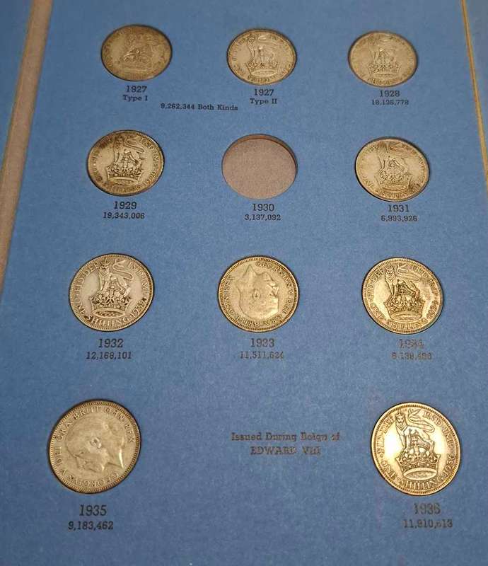 Incomplete Great britain shillings set