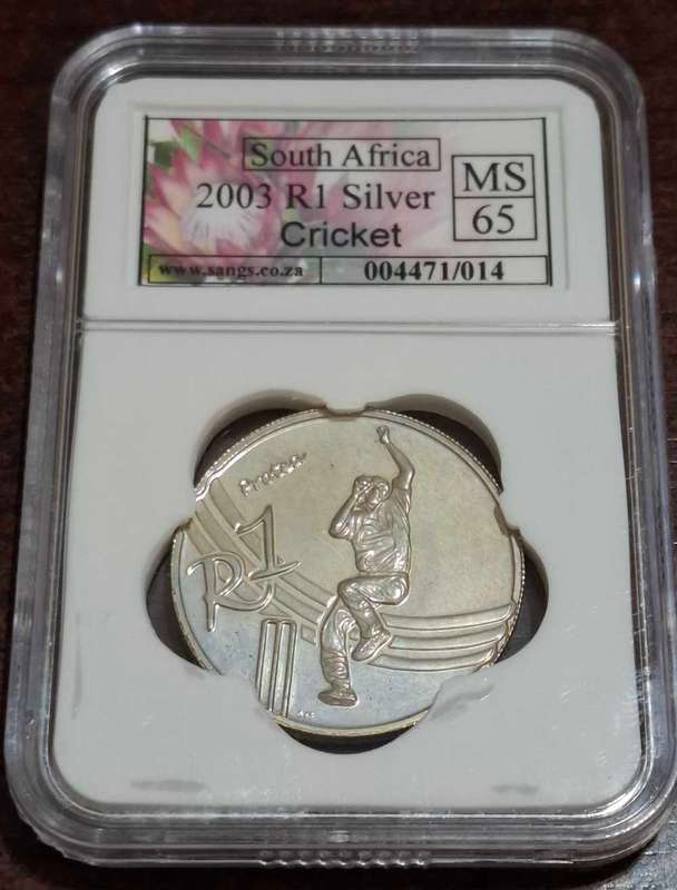2003 1 Rand coin from South Africa, to commemorate the Cricket World Cup