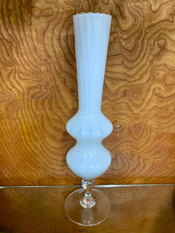 Mid Century Italian White Glass Vase