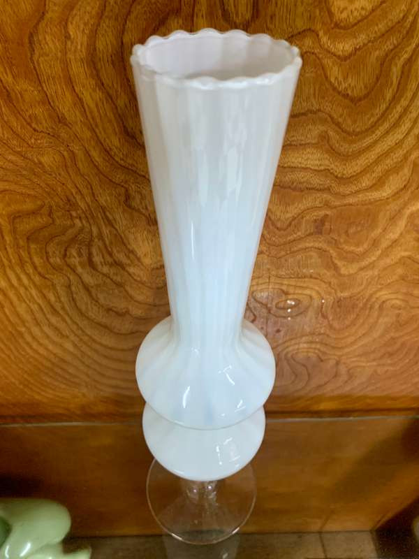 Mid Century Italian White Glass Vase