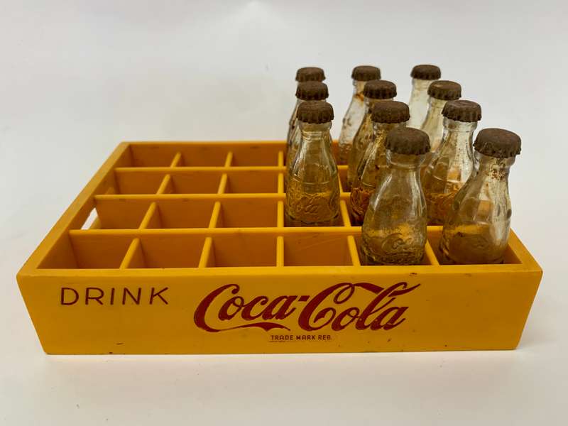 Miniature Coke Bottles in Crate