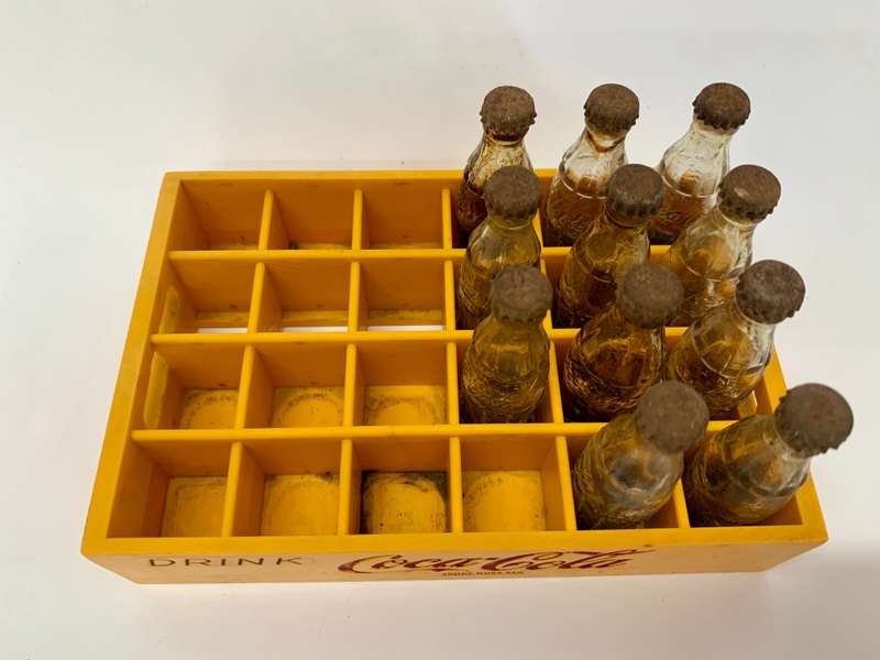 Miniature Coke Bottles in Crate