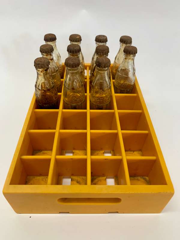 Miniature Coke Bottles in Crate