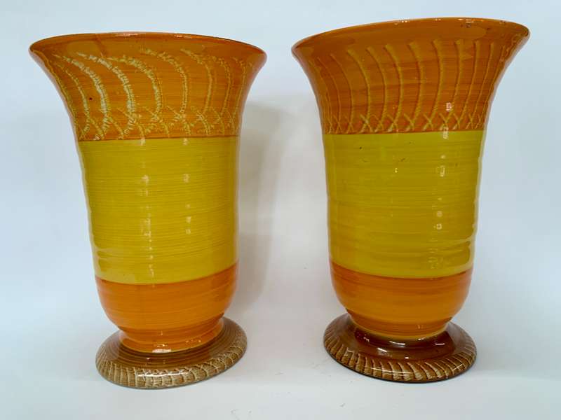 Shelley Art Deco Harmony Pattern Vases
