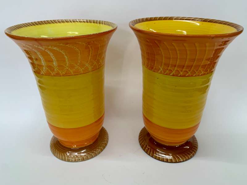 Shelley Art Deco Harmony Pattern Vases