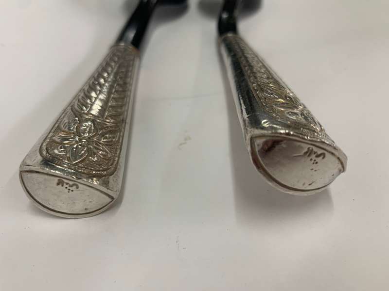 Vintage Horn & Silver Salad Servers