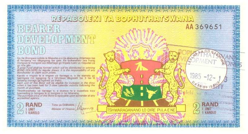 Bophuthatswana R2 bond dated 13 12 1985