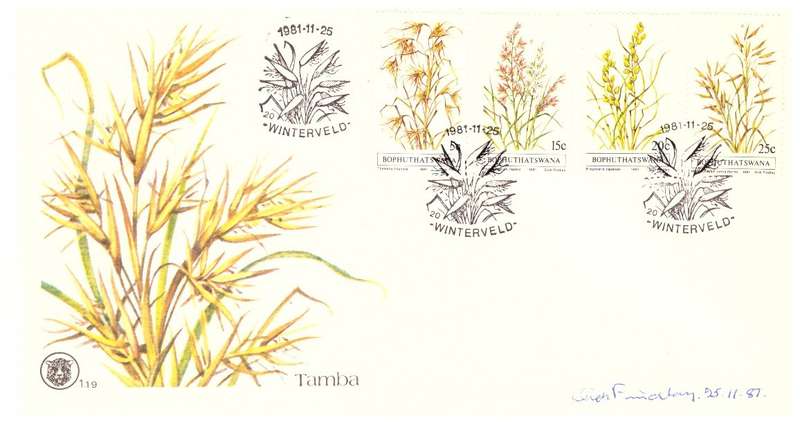 Bophuthatswana no 1.19 - 1981 Indigenous Grasses signed by Artist Dick Findlay