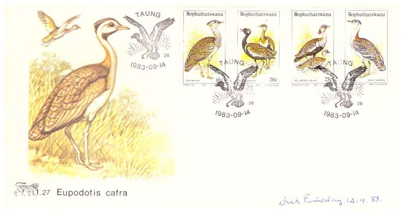 Bophuthatswana no 1.27 - 1983 Birds of the Veld signed by Artist Dick Findlay