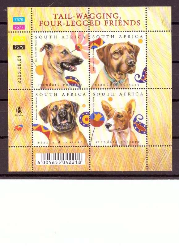 RSA 2003 four different Dogs on minature sheet