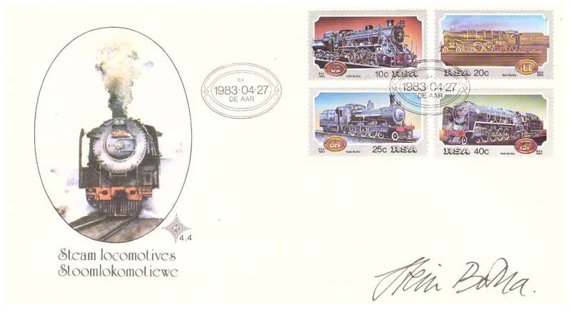 RSA no 4.4 - 1981 Steam Locomotives FDC signed by the Artist Hein Botha