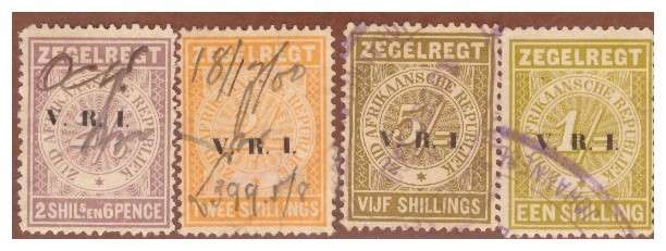 Transvaal 1901-Issue of 1886 overprint VRI 4 Revenues  at 03 05 2025