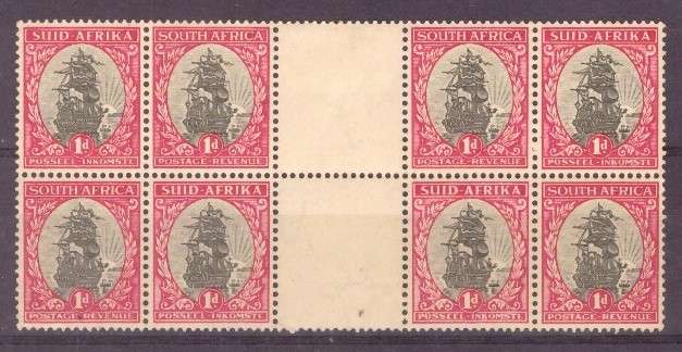 1d 1933-1948 hypenated pictorials - Gutter Pair of 6 - grey and carmine