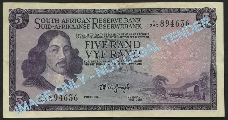T W DE JONGH 5 RAND NOTE  3RD ISSUE
