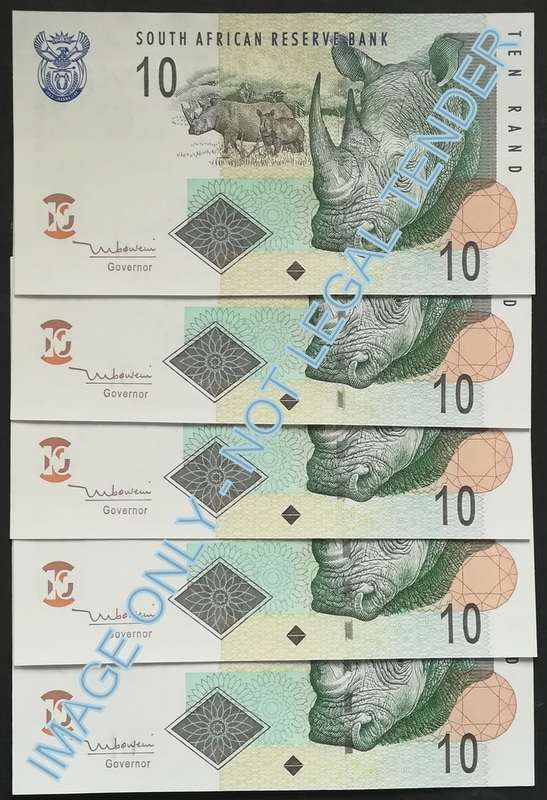 T MBOWENI 10 RAND *5 NOTES SEQUENCE*