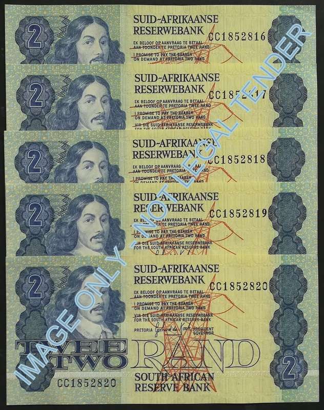 GERHARD DE KOCK 2 RAND 3RD ISSUE *5 NOTES SEQUENCE*