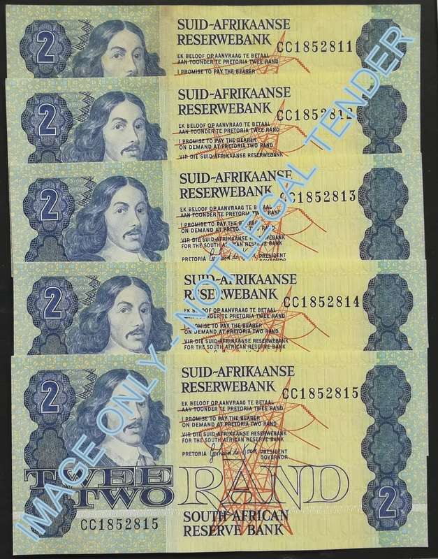 GERHARD DE KOCK 2 RAND 3RD ISSUE *5 NOTES SEQUENCE*