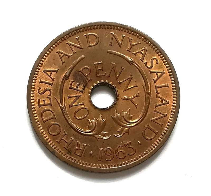 RHODESIA + NYASALAN 1963 PENNY *EXCELLENT*
