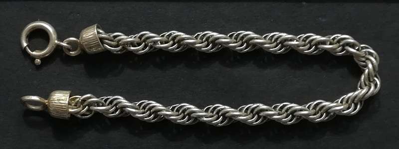STERLING SILVER ROPE BRACELET 4 X 175MM 10 GRAMS