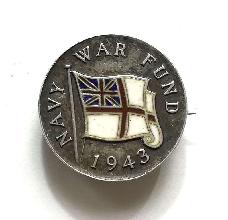 STERLING SILVER NAVY WAR FUND 1943 BROOCH 20MM