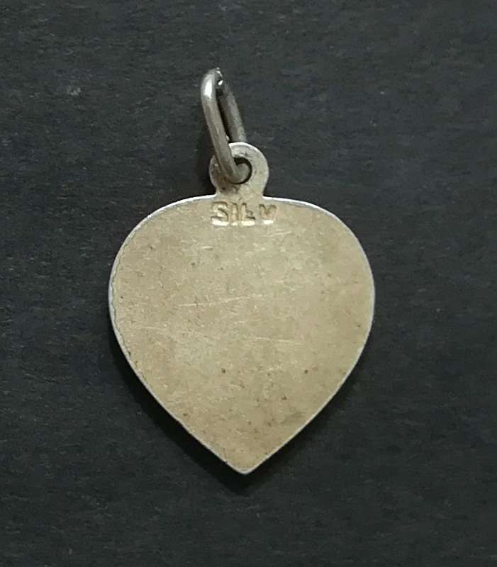 STERLING SILVER HEART SHAPE ST CHRISTOPHER CHARM 14X18MM