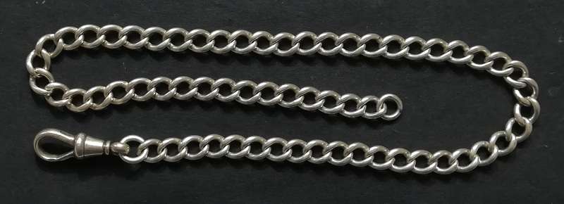 STERLING SILVER FOB CHAIN *ALL LINKS MARKED* 340MM 19.7 GRAMS
