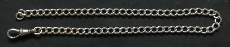 STERLING SILVER FOB CHAIN *ALL LINKS MARKED* 340MM 19.7 GRAMS