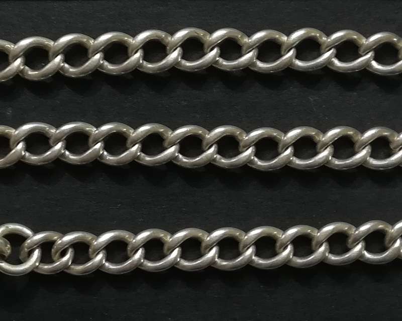 STERLING SILVER FOB CHAIN *ALL LINKS MARKED* 340MM 19.7 GRAMS