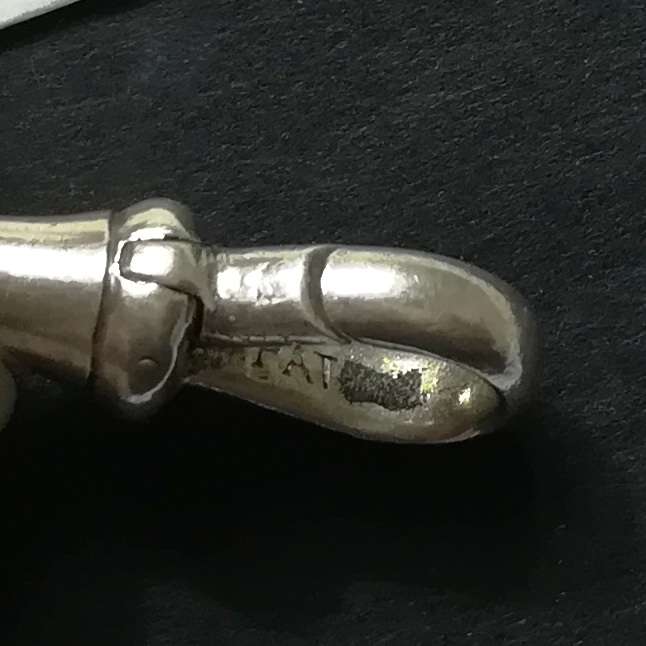 STERLING SILVER FOB CHAIN *ALL LINKS MARKED* 340MM 19.7 GRAMS