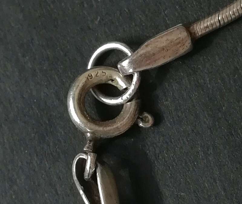 STERLING SILVER +MARCASITE CHAIN 430MM *HEART PENDANT*  25X25MM 10 GRAMS