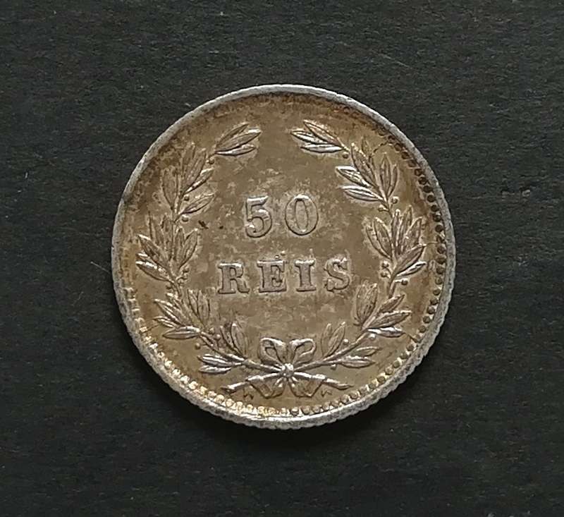PORTUGAL 1889 SILVER 50 REIS