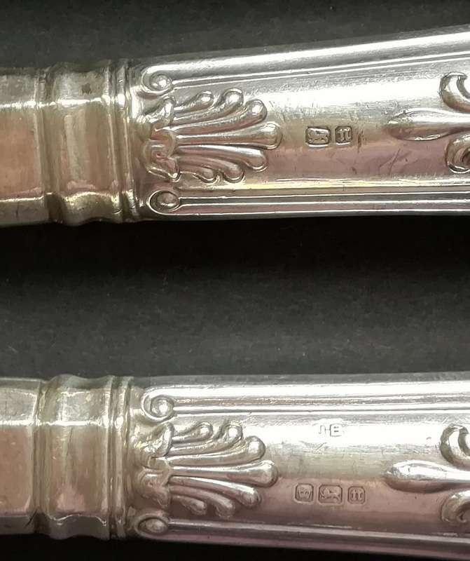 STERLING SILVER SHEFFIELD 1905 *HANDLES* KINGS PATTERN SET 5 KNIVES 250MM