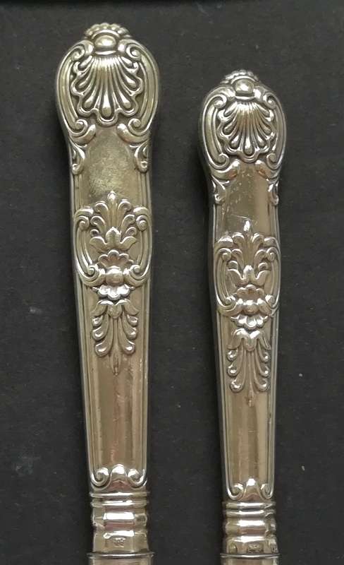 GEORGIAN SHEFFIELD 1825 SILVER HANDLES 12 PIECE KNIFE AND FORK SET 180X210MM
