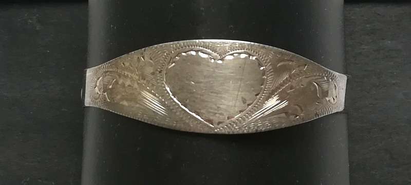 STERLING SILVER BANGLE *HEART* FIT 160MM (4X12MM WIDTH)