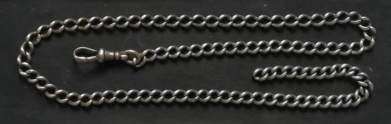 STERLING SILVER FOB CHAIN ALL LINKS MARKED 5 X 490MM 28.7 GRAMS